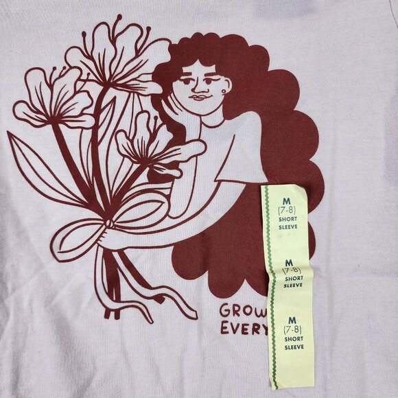 Girls “Growing Every Day” Short Sleeve Shirt Cat & Jack Purple Size M (7/8) - Picture 6 of 9